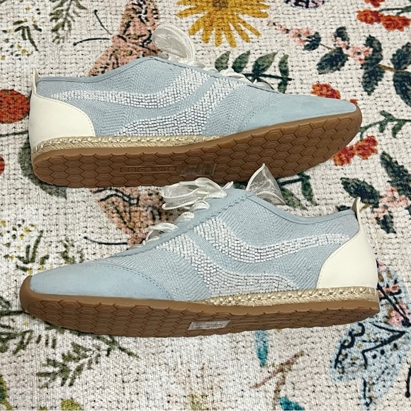 New Anthropologie Dolce Vita Dream Bead Sneakers Blue Multi Burlap - Picture 5 of 16